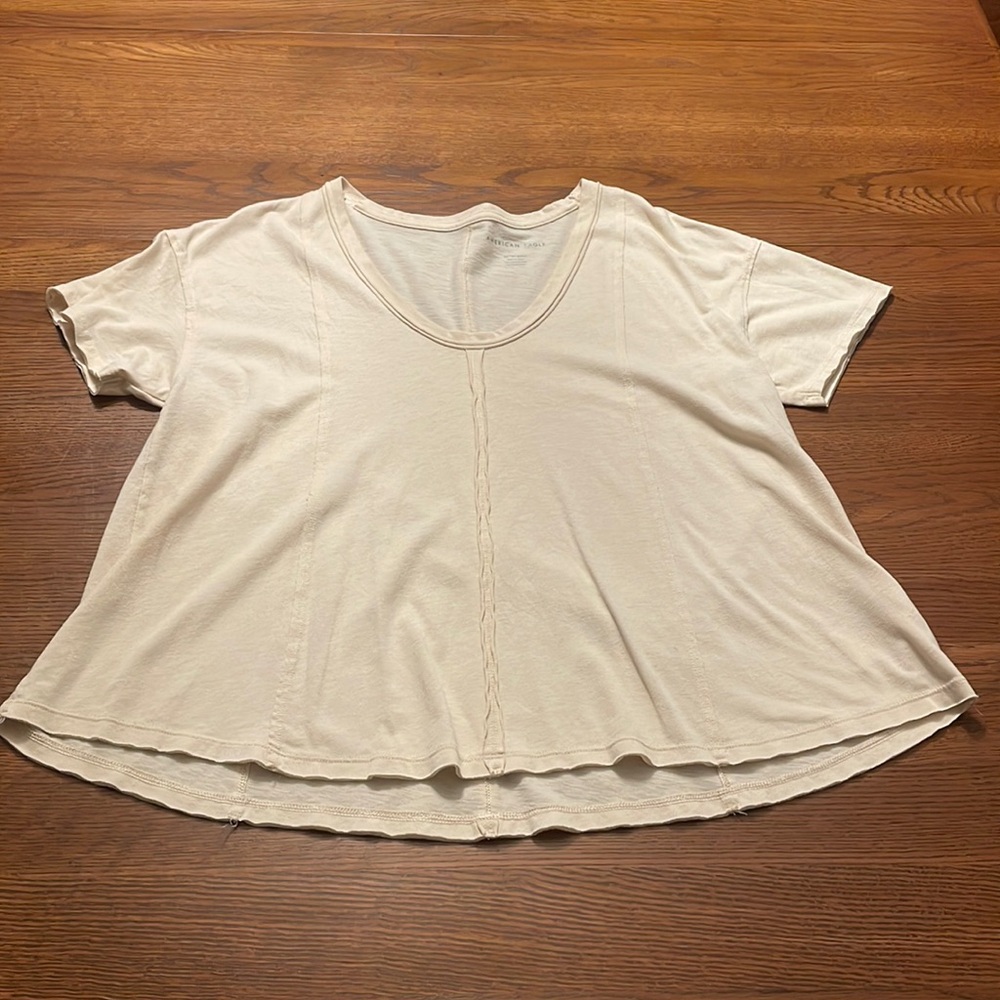 American Eagle Pale Yellow Casual Shirt, Size XS